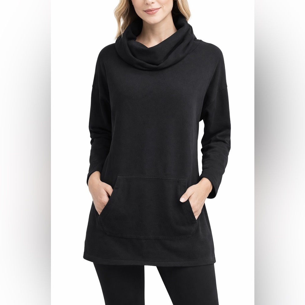 Calvin Klein Performance Black Cowl Neck Tunic Sweatshirt Pocket Small